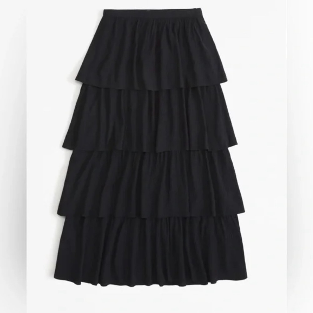Abercrombie & Fitch Black Tiered A-Line Skirt